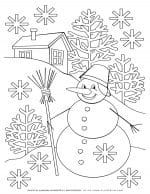 Snowman Holding Broom - Winter Coloring Page | Planerium