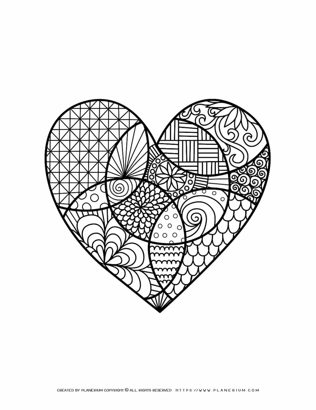 Valentines Day - Coloring Page - Decorative Heart | Planerium