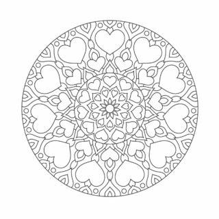 Valentines Day - Coloring Page - Hearts Mandala Closed Circle | Planerium