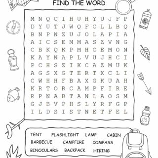 Camping Word Search - Ten Words | Planerium