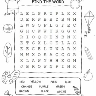 Colors Word Search Ten Words | Planerium