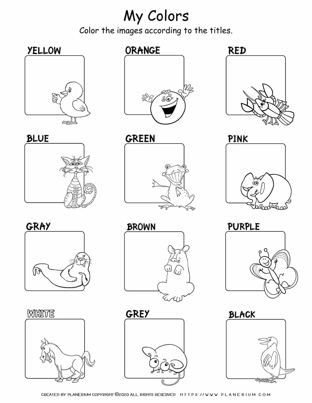 Colors Worksheet - Coloring By Color Name | Planerium colors-worksheet-coloring-by-color-name-planerium