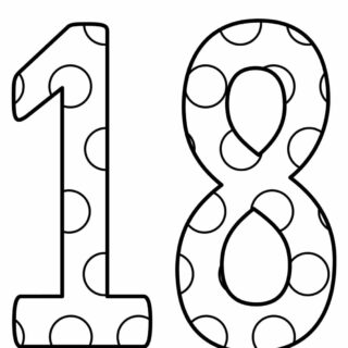 Numbers Coloring Pages - Decorated Eighteen | Planerium