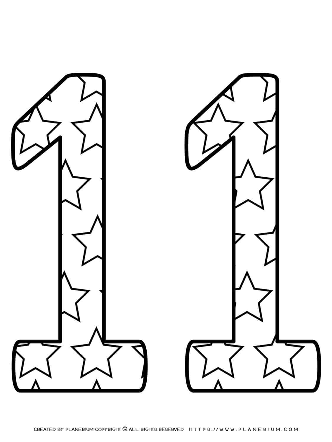 Numbers Coloring Pages - Decorated Eleven | Planerium