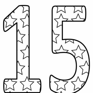 Numbers Coloring Pages - Decorated Fifteen | Planerium