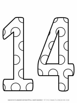 Numbers Coloring Pages - Decorated Fourteen | Planerium