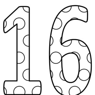 Numbers Coloring Pages - Decorated Sixteen | Planerium
