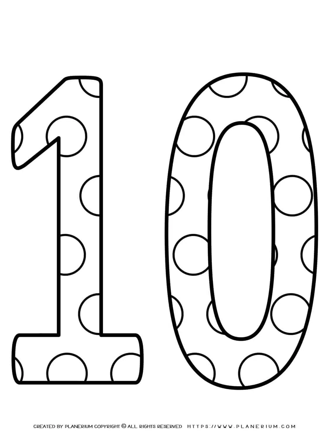 Numbers Coloring Pages - Decorated Ten | Planerium