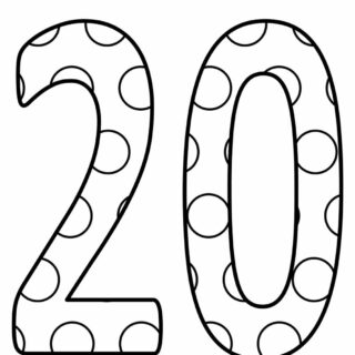 Numbers Coloring Pages - Decorated Twenty | Planerium
