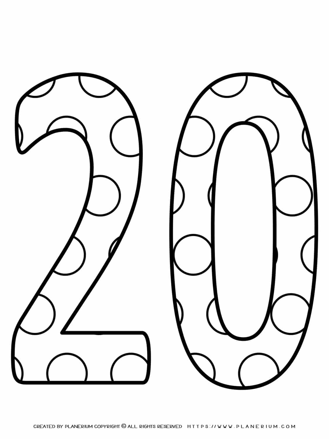 Numbers Coloring Pages - Decorated Twenty | Planerium