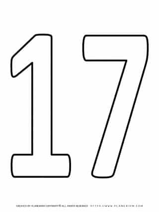 Numbers Coloring Pages - Seventeen | Planerium