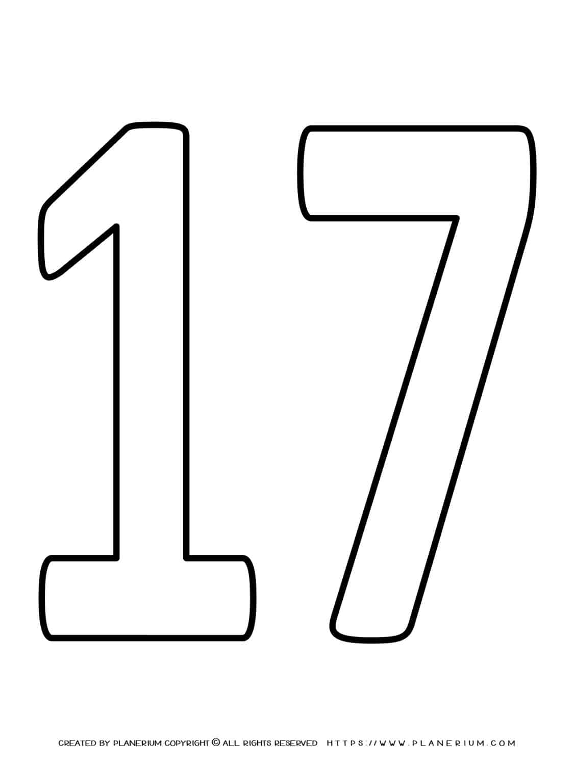 Numbers Coloring Pages - Seventeen | Planerium