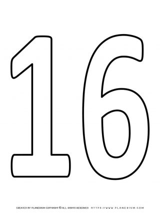 Numbers Coloring Pages - Sixteen | Planerium