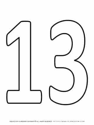 Numbers Coloring Pages - Thirteen | Planerium