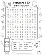 Numbers Word Search - 1-10 | Planerium