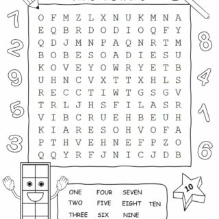 Numbers Word Search - 1-10 | Planerium