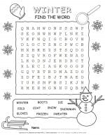 Word Search For Winter with Ten Words | Planerium
