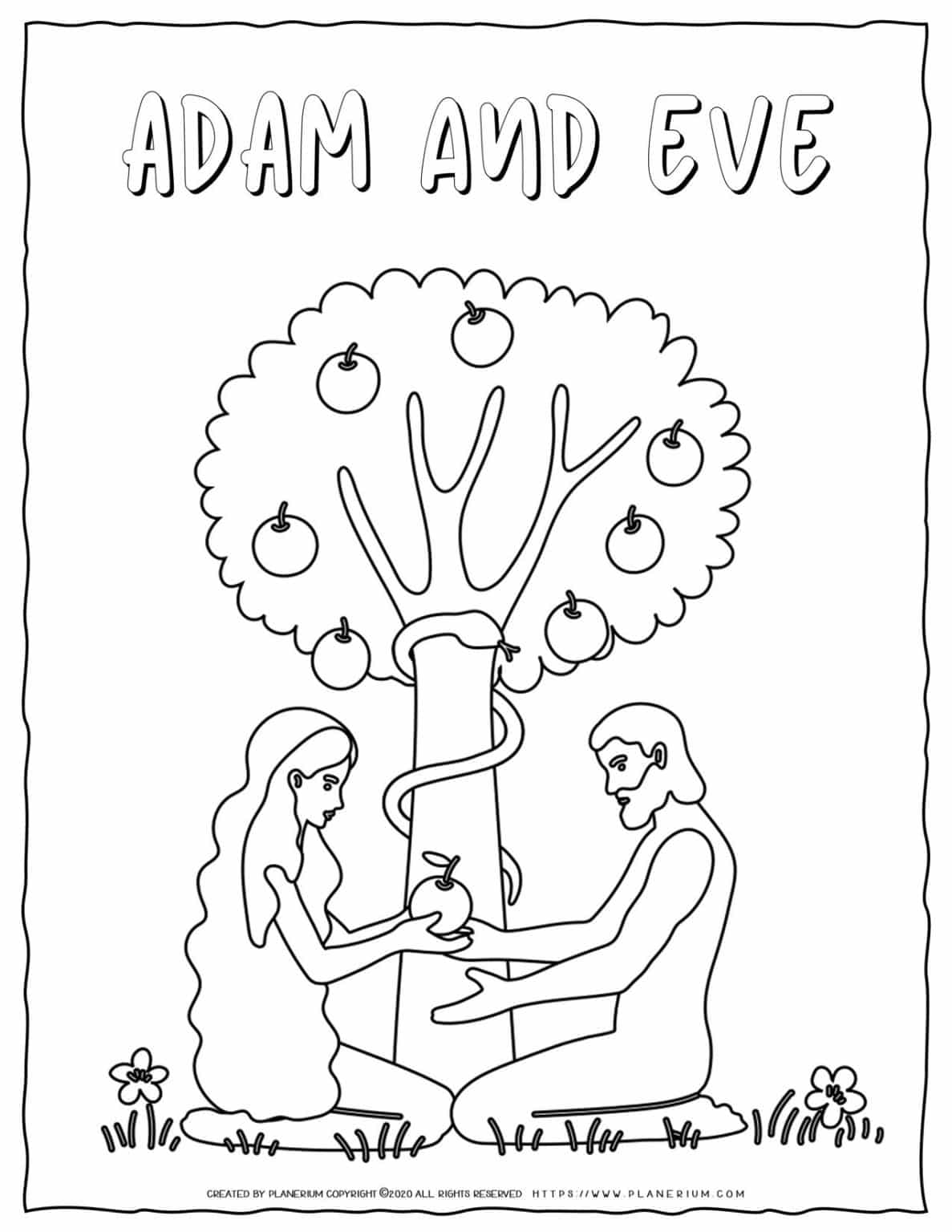 Adam and Eve - Bible Coloring Pages | Planerium