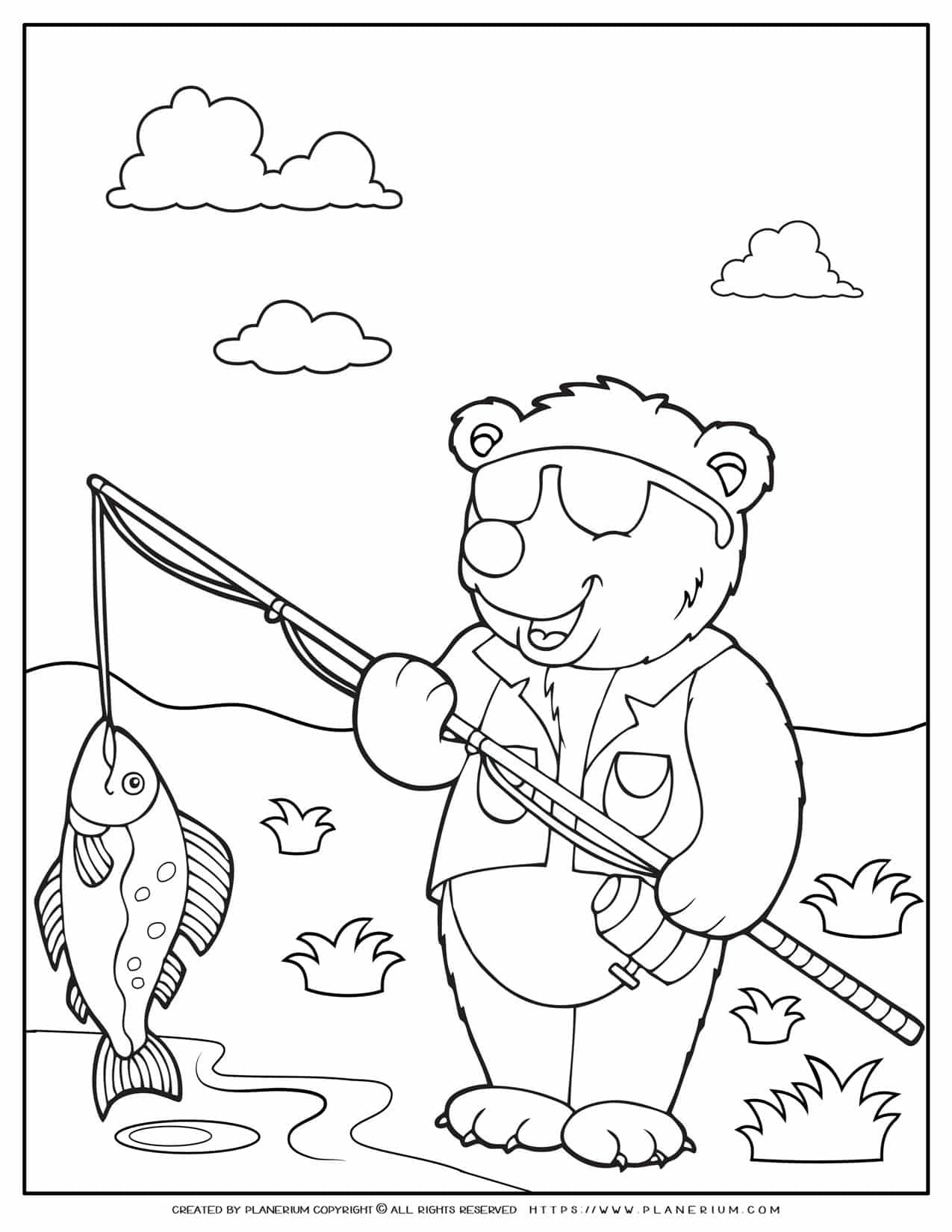 Animals Coloring Page - Bear Fishman | Planerium