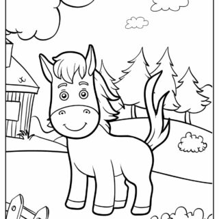Animals Coloring Page - Horse In a Farm | Planerium