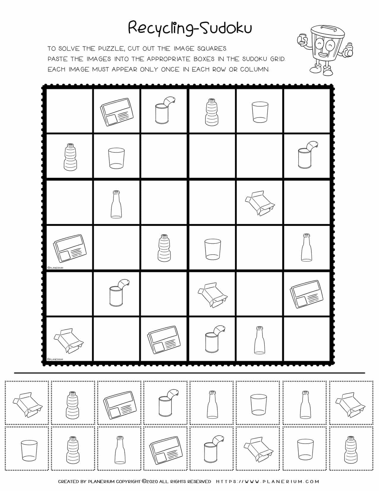 Earth Day Sudoku Puzzle Advanced - Challenging Environmental Activity for Older Kids and Adults