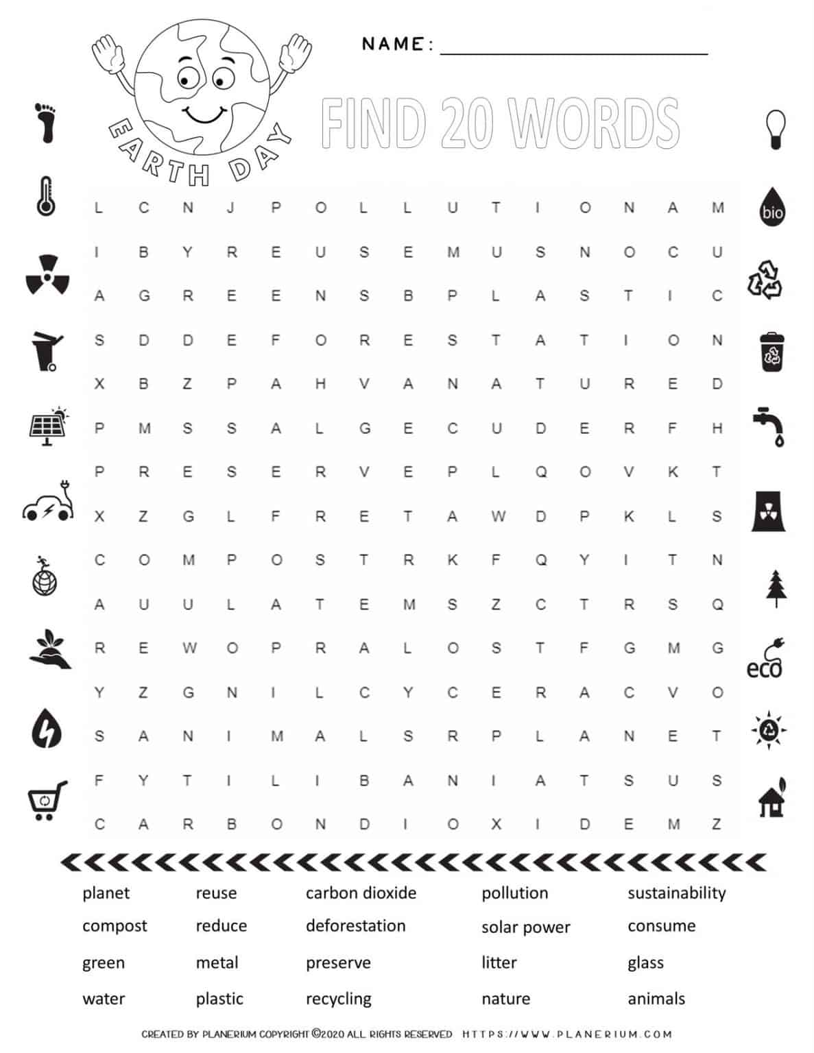 Earth Day Word Search Puzzle With Twenty Words Planerium Earth day word search puzzle with twenty words planerium