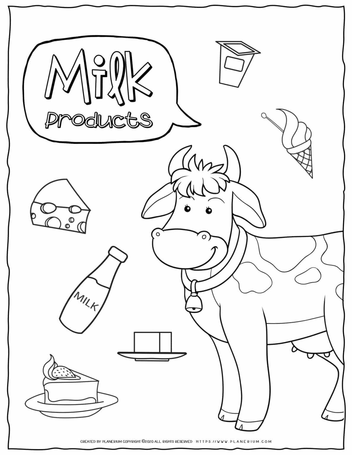 Food Coloring Page - Milk Products | Planerium