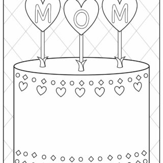 Mother's Day - Coloring Page - Greeting Cake for Mom | Planerium