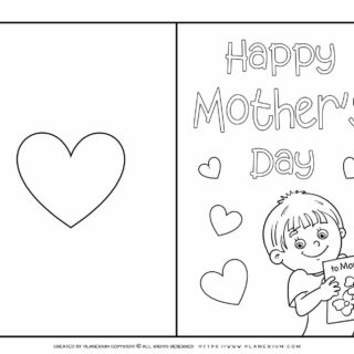 Mother's Day - Coloring Page - Greeting Card Cover - Boy | Planerium
