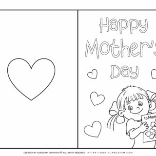 Mother's Day - Coloring Page - Greeting Card Cover - Girl | Planerium