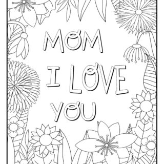 Mother's Day - Coloring Page - I Love You Flowers Frame | Planerium