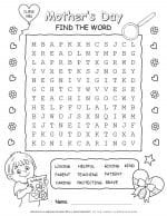 Mother's Day - Word Search Puzzle | Planerium