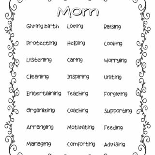 Mother's Day Worksheet - Descriptive Words Poster | Planerium