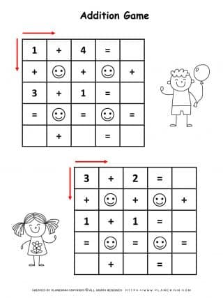Numbers Worksheet - Addition Game | Planerium
