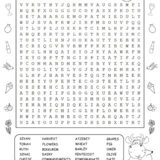 Shavuot Word Search with Twenty Words | Planerium