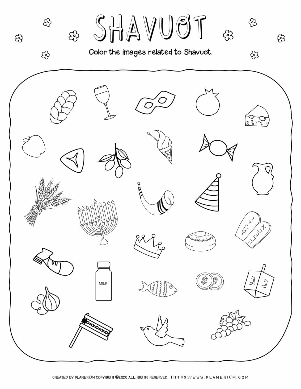Shavuot Worksheet - Related Images | Planerium