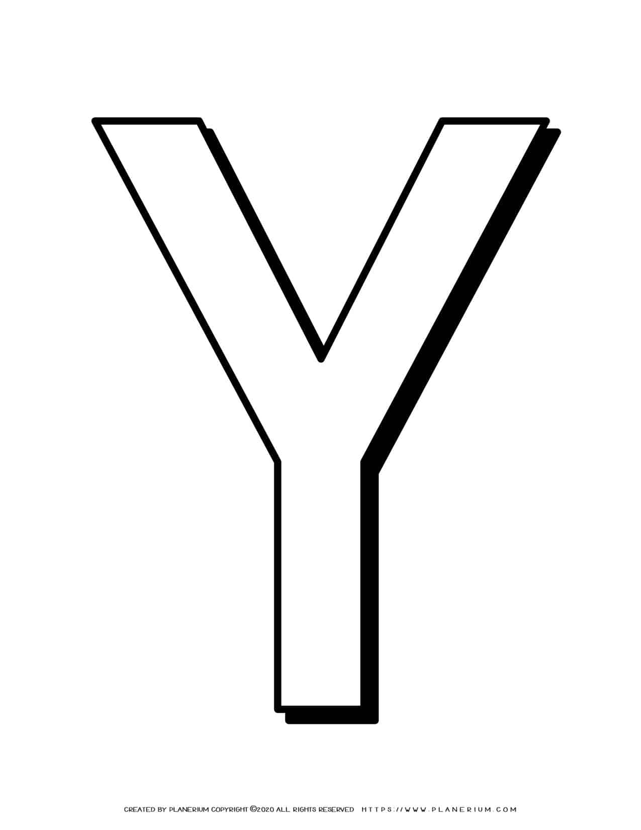 Alphabet Coloring Page - English Letter Y Capital | Planerium
