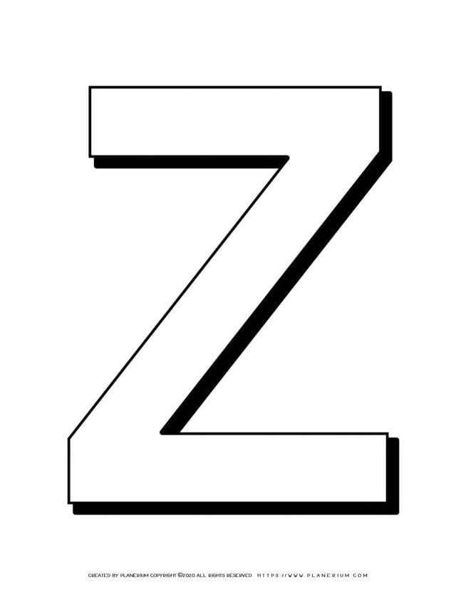 Alphabet Coloring Page - English Letter Z Capital | Planerium