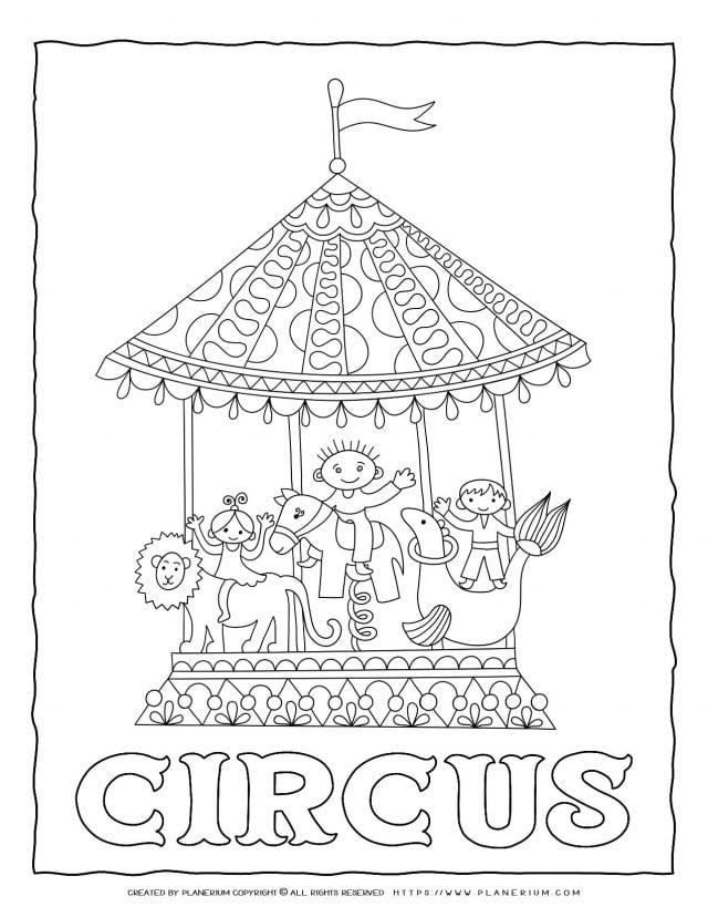 Circus Coloring Page - Circus Carousel | Planerium