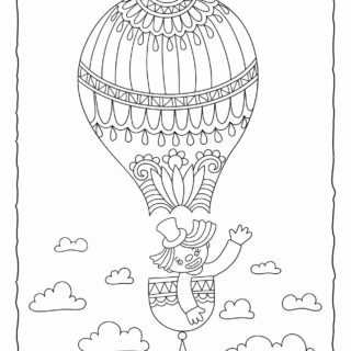 Circus Coloring Page - Clown on Airballoon | Planerium