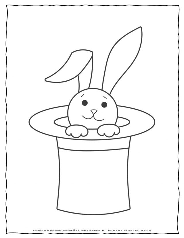 Circus Coloring Page - Rabbit Popping out of a Hat | Planerium