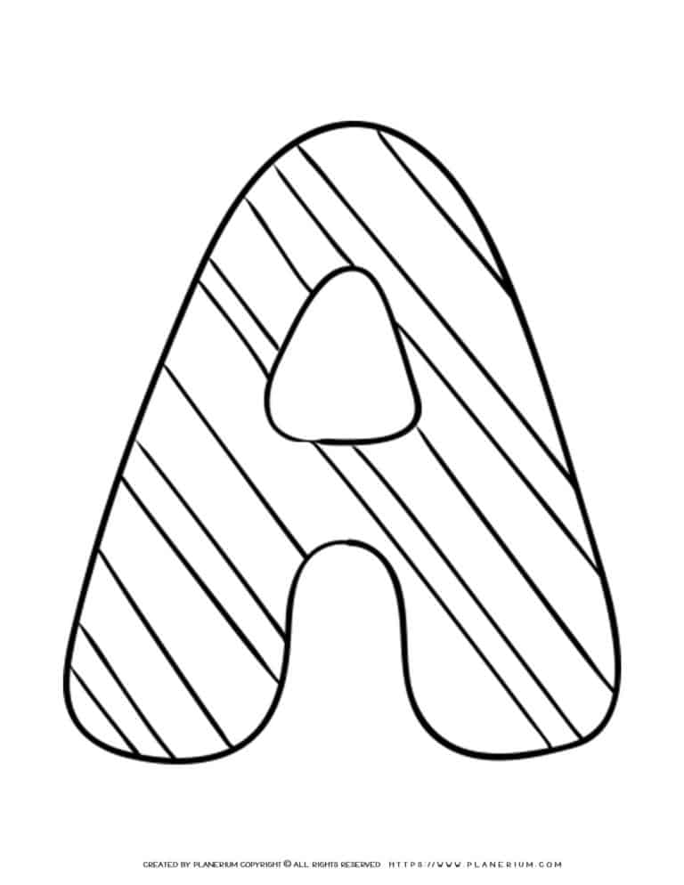 English Alphabet - Capital A with Pattern - Coloring Page | Planerium