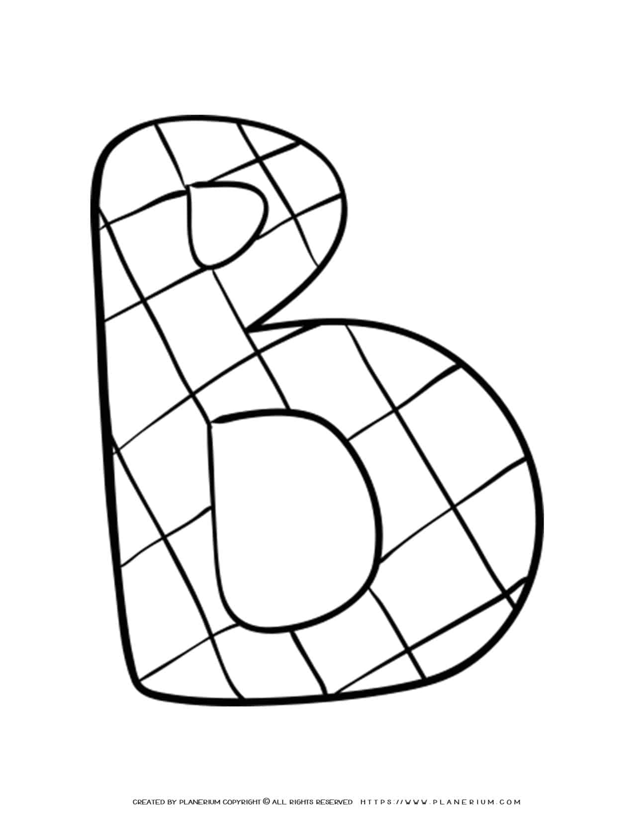 English Alphabet - Capital B with Pattern - Coloring Page | Planerium