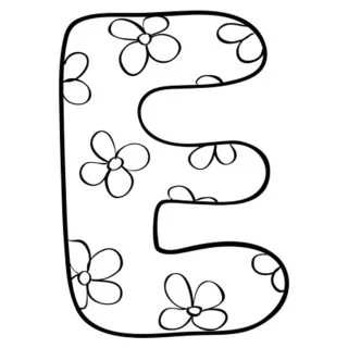 English Alphabet - Capital E with Pattern - Coloring Page | Planerium