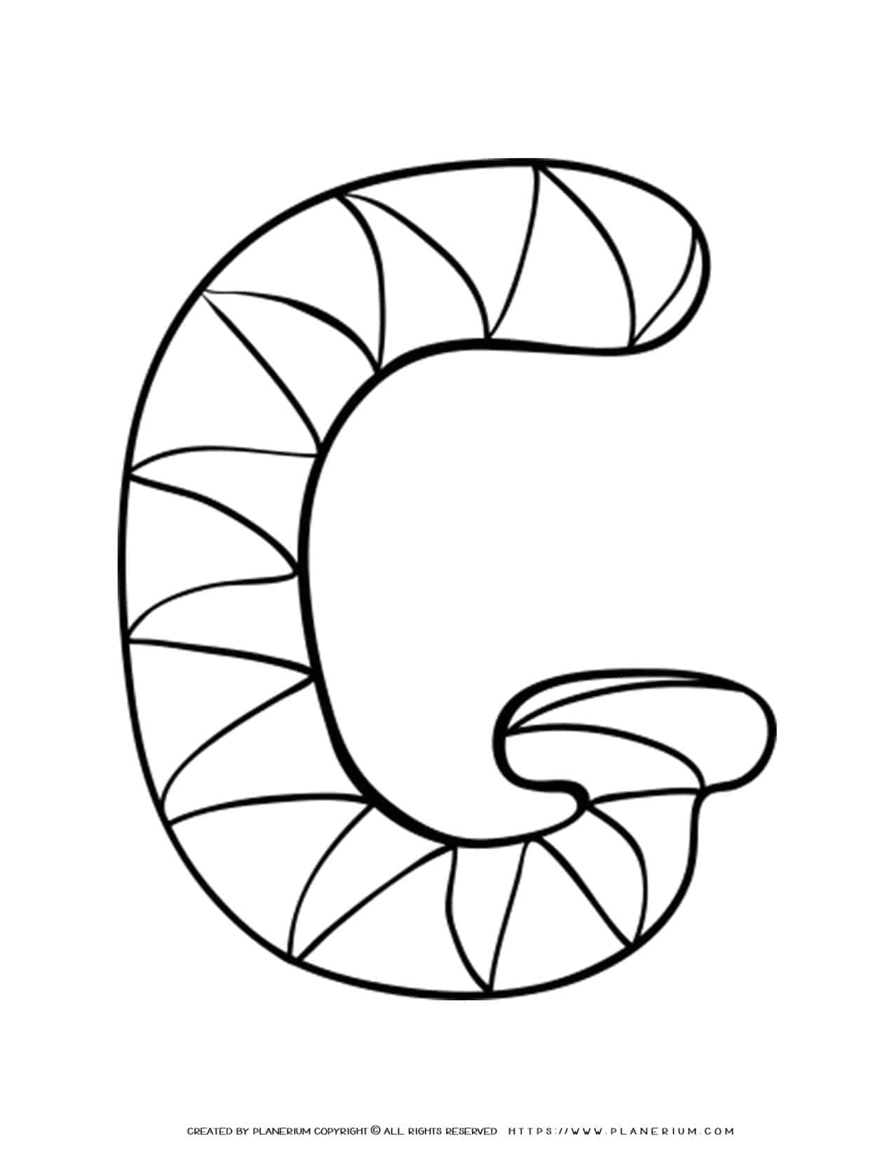 English Alphabet - Capital G with Pattern - Coloring Page | Planerium