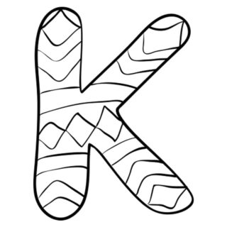 English Alphabet - Capital K with Pattern - Coloring Page | Planerium