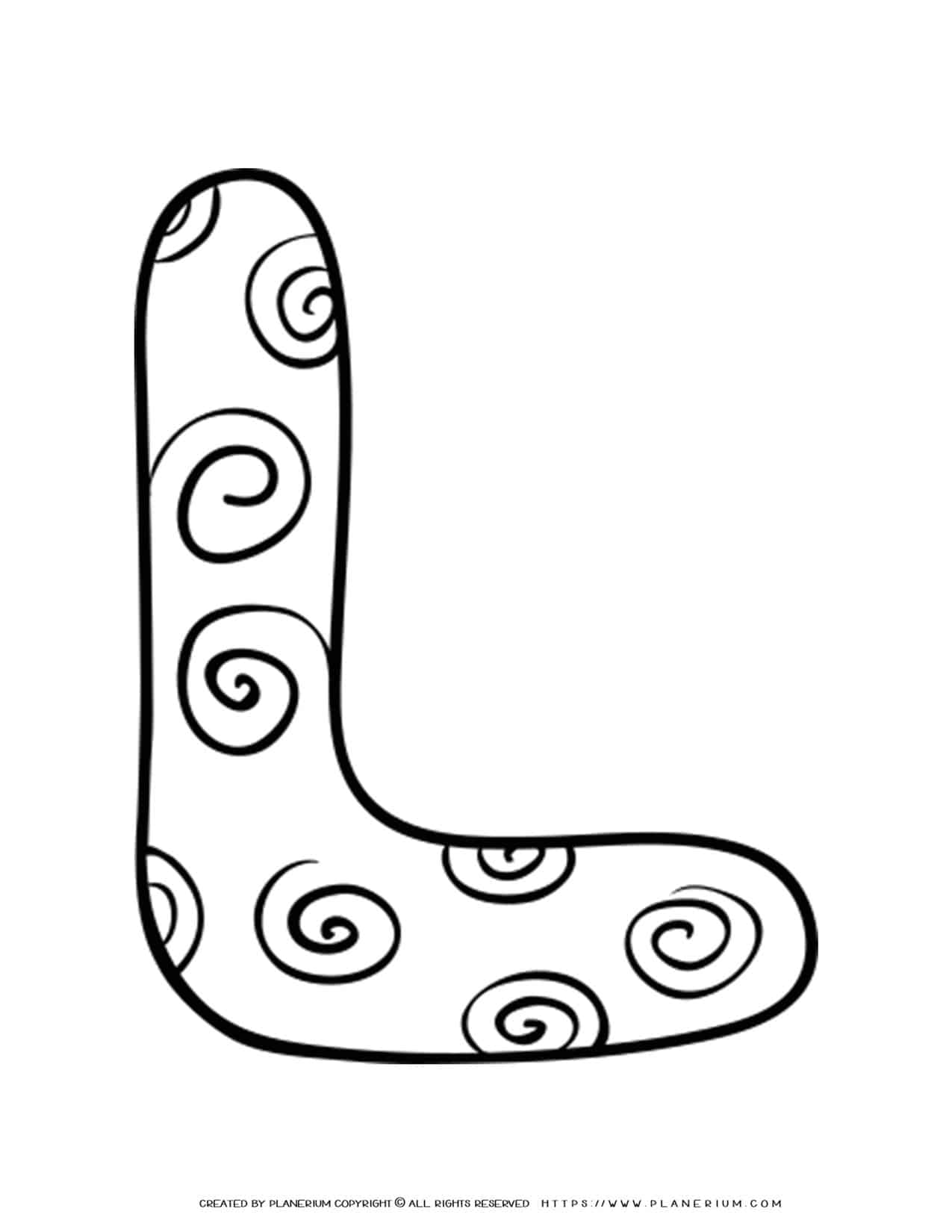 English Alphabet - Capital L with Pattern - Coloring Page | Planerium