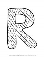 English Alphabet - Capital R with Pattern - Coloring Page | Planerium