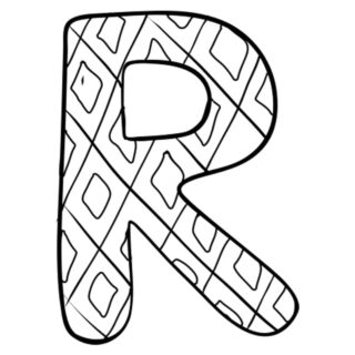 English Alphabet - Capital R with Pattern - Coloring Page | Planerium