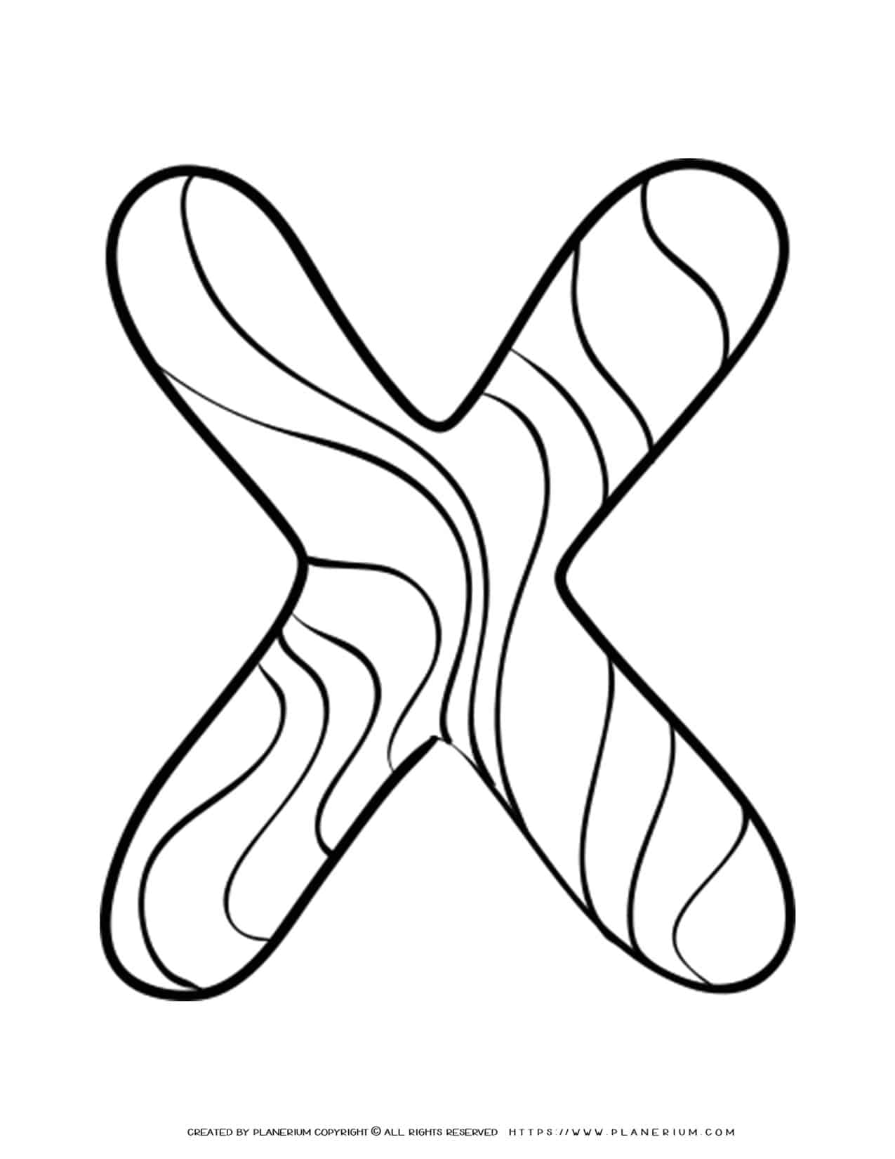 English Alphabet - Capital X with Pattern - Coloring Page | Planerium